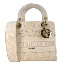 Load image into Gallery viewer, CHRISTIAN DIOR Lady dior D-Lite Embroidered Canvas Shoulder Bag White
