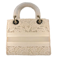 Load image into Gallery viewer, CHRISTIAN DIOR Lady dior D-Lite Embroidered Canvas Shoulder Bag White
