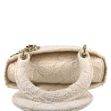 Load image into Gallery viewer, CHRISTIAN DIOR Lady dior D-Lite Embroidered Canvas Shoulder Bag White
