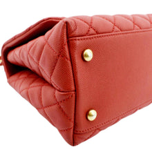 Load image into Gallery viewer, Chanel Medium Coco Leather Top Handle Shoulder Bag in Red Color - Bottom Left
