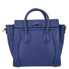 Load image into Gallery viewer, CELINE Nano Luggage Drummed Leather Tote Crossbody Bag Blue
