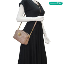 Load image into Gallery viewer, GUCCI GG Marmont Small Matelasse Camera Bag –  Model Wearing
