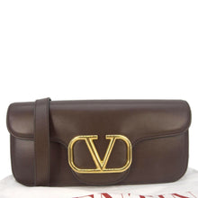 Load image into Gallery viewer, VALENTINO Loco V Logo Leather Messenger Bag Brown
