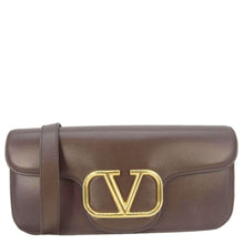 Load image into Gallery viewer, VALENTINO Loco V Logo Leather Messenger Bag Brown
