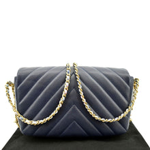 Load image into Gallery viewer, CHANEL Mini Rectangular Flap Chevron Leather Crossbody Bag Navy Blue
