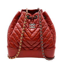 Load image into Gallery viewer, CHANEL Gabrielle Chevron Aged Calfskin Leather Backpack Bag Red
