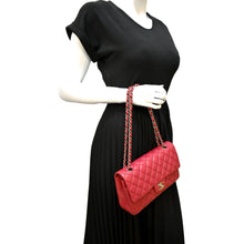 Load image into Gallery viewer, CHANEL Classic Medium Double Flap Quilted Leather Shoulder Bag Red
