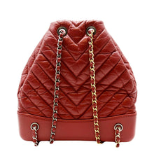 Load image into Gallery viewer, CHANEL Gabrielle Chevron Aged Calfskin Leather Backpack Bag Red
