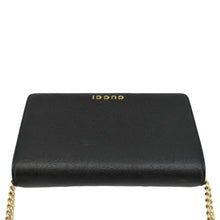 Load image into Gallery viewer, GUCCI Script Leather Chain Wallet Bag Black upper look
