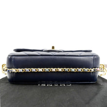 Load image into Gallery viewer, CHANEL Mini Rectangular Flap Chevron Leather Crossbody Bag Navy Blue
