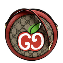 Load image into Gallery viewer, GUCCI Ophidia Apple Round GG Supreme Monogram Canvas Crossbody Bag Red 625216
