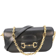 Load image into Gallery viewer, GUCCI Horsebit 1955 Small Leather Shoulder Bag Black 735178
