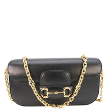 Load image into Gallery viewer, GUCCI Horsebit 1955 Small Leather Shoulder Bag Black 735178
