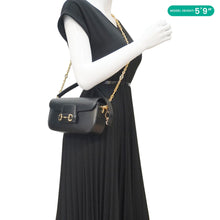 Load image into Gallery viewer, GUCCI Horsebit 1955 Small Leather Shoulder Bag Black 735178
