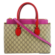 Load image into Gallery viewer, GUCCI GG Small Supreme Canvas Top Zip Crossbody Bag Pink 409534
