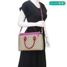 Load image into Gallery viewer, GUCCI GG Small Supreme Canvas Top Zip Crossbody Bag Pink 409534

