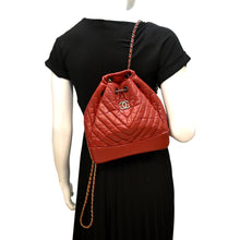 Load image into Gallery viewer, CHANEL Gabrielle Chevron Aged Calfskin Leather Backpack Bag Red
