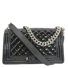 Load image into Gallery viewer, CHANEL Boy Flap Medium Plexiglass Patent Leather Crossbody Bag Black 20481641
