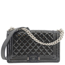 Load image into Gallery viewer, CHANEL Boy Flap Medium Plexiglass Patent Leather Crossbody Bag Black 20481641
