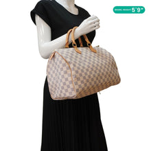 Load image into Gallery viewer, LOUIS VUITTON Speedy 35 Damier Azur Satchel Bag White
