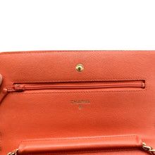 Load image into Gallery viewer, CHANEL WOC Quilted Caviar Leather Crossbody Wallet Red Orange
