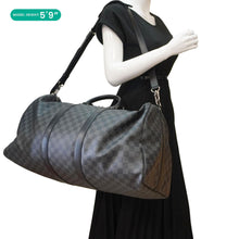 Load image into Gallery viewer, LOUIS VUITTON Keepall 55 Bandouliere Damier Graphite Travel Bag Black
