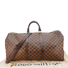 Load image into Gallery viewer, LOUIS VUITTON Keepall Bandouliere 55 Damier Ebene Travel Bag Brown
