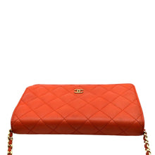 Load image into Gallery viewer, CHANEL WOC Quilted Caviar Leather Crossbody Wallet Red Orange
