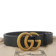 Load image into Gallery viewer, GUCCI GG Buckle Marmont Thin Leather Belt Size 90.36 Black 414516
