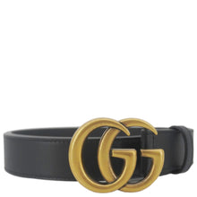Load image into Gallery viewer, GUCCI GG Buckle Marmont Thin Leather Belt Black
