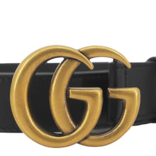 Load image into Gallery viewer, GUCCI GG Buckle Marmont Thin Leather Belt Size 90.36 Black 414516

