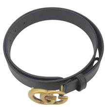Load image into Gallery viewer, GUCCI GG Buckle Marmont Thin Leather Belt Size 90.36 Black 414516
