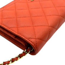 Load image into Gallery viewer, CHANEL WOC Quilted Caviar Leather Crossbody Wallet Red Orange
