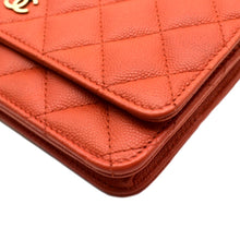 Load image into Gallery viewer, CHANEL WOC Quilted Caviar Leather Crossbody Wallet Red Orange
