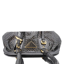 Load image into Gallery viewer, PRADA Frame Woven Madra Leather Tote Bag Black
