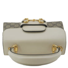 Load image into Gallery viewer, GUCCI Horsebit 1955 Small GG Supreme Canvas Top Handle Shoulder Bag Beige 703848

