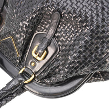 Load image into Gallery viewer, PRADA Frame Woven Madra Leather Tote Bag Black
