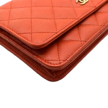 Load image into Gallery viewer, CHANEL WOC Quilted Caviar Leather Crossbody Wallet Red Orange
