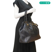 Load image into Gallery viewer, PRADA Frame Woven Madra Leather Tote Bag Black
