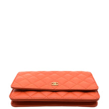 Load image into Gallery viewer, CHANEL WOC Quilted Caviar Leather Crossbody Wallet Red Orange
