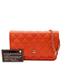 Load image into Gallery viewer, CHANEL WOC Quilted Caviar Leather Crossbody Wallet Red Orange
