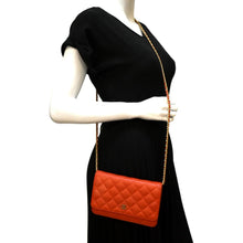 Load image into Gallery viewer, CHANEL WOC Quilted Caviar Leather Crossbody Wallet Red Orange
