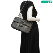 Load image into Gallery viewer, CHANEL Perfect Edge Large Flap Snakeskin Shoulder Bag Black
