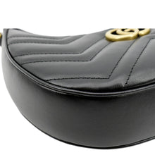 Load image into Gallery viewer, GUCCI GG Marmont Half Moon Leather Shoulder Bag Black 699514
