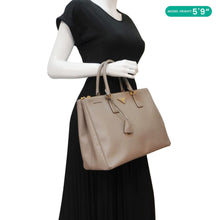 Load image into Gallery viewer, PRADA Double Zip Medium Lux Saffiano Leather Tote Argilla
