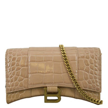 Load image into Gallery viewer, Balenciaga Hourglass Crocodile Embossed Leather Chain Shoulder Bag - Front
