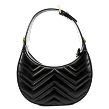 Load image into Gallery viewer, GUCCI GG Marmont Half Moon Leather Shoulder Bag Black 699514
