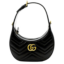 Load image into Gallery viewer, GUCCI GG Marmont Half Moon Leather Shoulder Bag Black 699514
