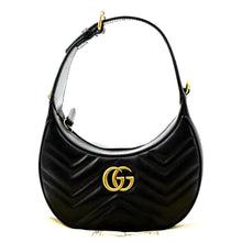 Load image into Gallery viewer, GUCCI GG Marmont Half Moon Leather Shoulder Bag Black 699514
