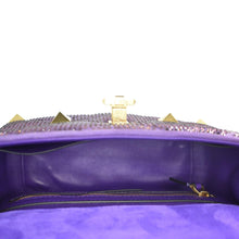 Load image into Gallery viewer, VALENTINO Atelier Stud Medium Crystal Embellished Suede Crossbody Bag Purple
